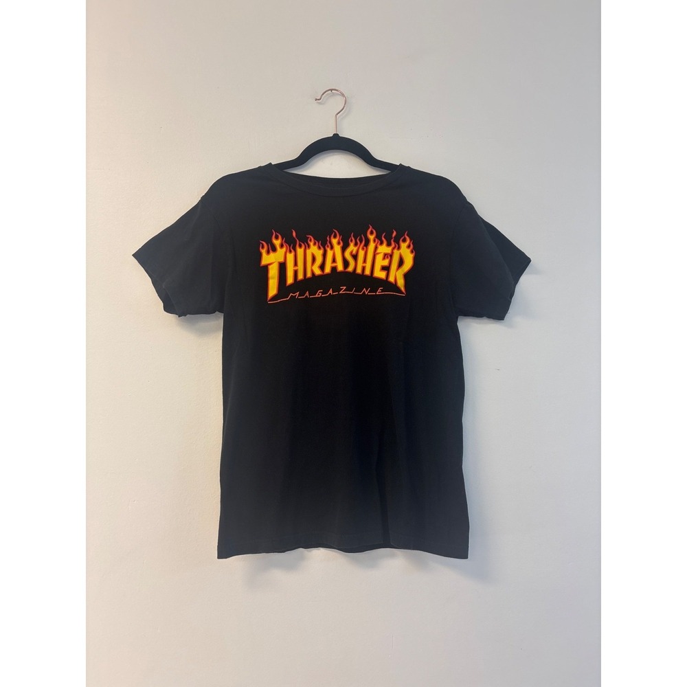Thrasher Magazine Shirt Men Sz Sm Yellow Flames 90s Vintage Skate Or Die Tag
